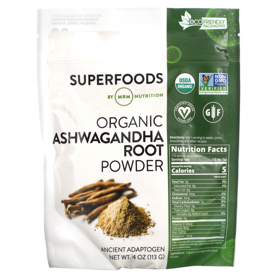 MRM Nutrition, Organic Ashwagandha Root Powder, 4 oz (113 g)  2080