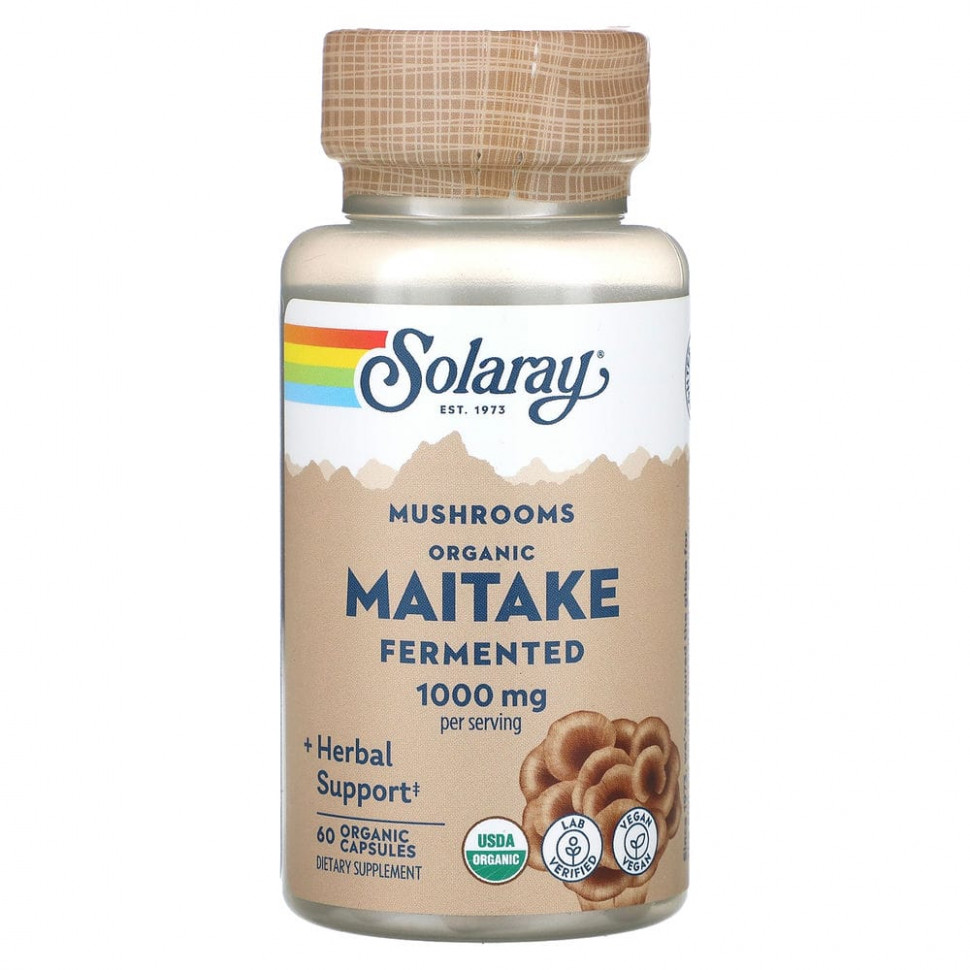 Solaray, Fermented Maitake, Mushrooms, 500 mg, 60 Organic Capsules  3480