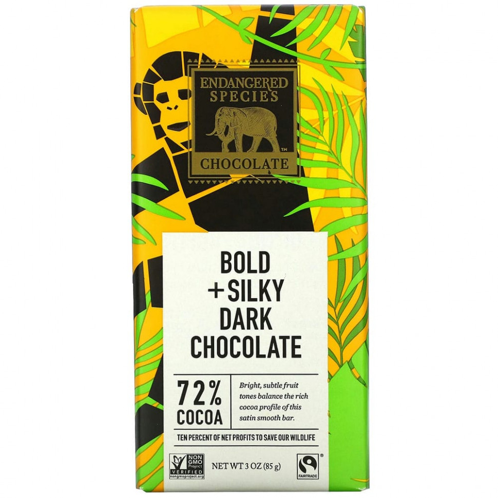 Endangered Species Chocolate,   Bold + Silky, 72% , 3  (85 )  710