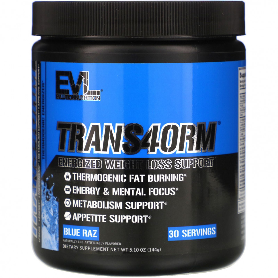 EVLution Nutrition, Trans4orm, Blue Raz, 5,10  (144 )  3040