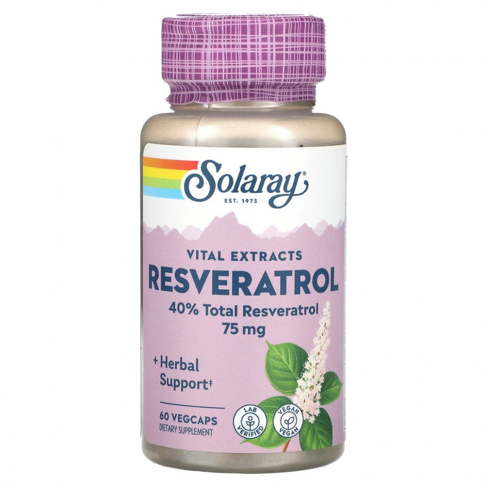 Solaray, Vital Extracts, Resveratrol, 75 mg, 60 VegCaps  2960