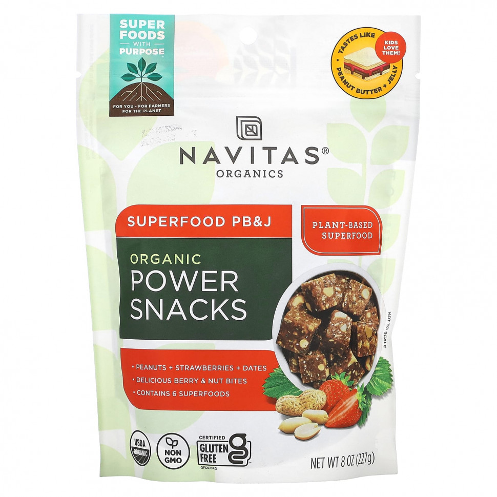 Navitas Organics, Organic Power Snacks, Superfood PB&J, 227  (8 )  2070