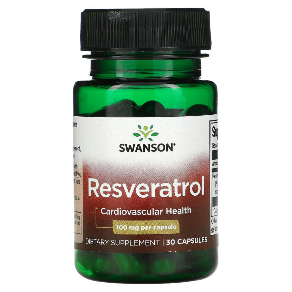 Swanson, Resveratrol, Cardiovascular, 100 mg, 30 Capsules  950