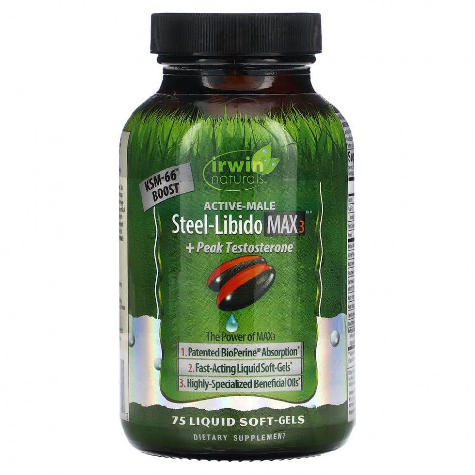 Irwin Naturals, Steel Libido Max 3 + Peak Testosterone, 75    5260