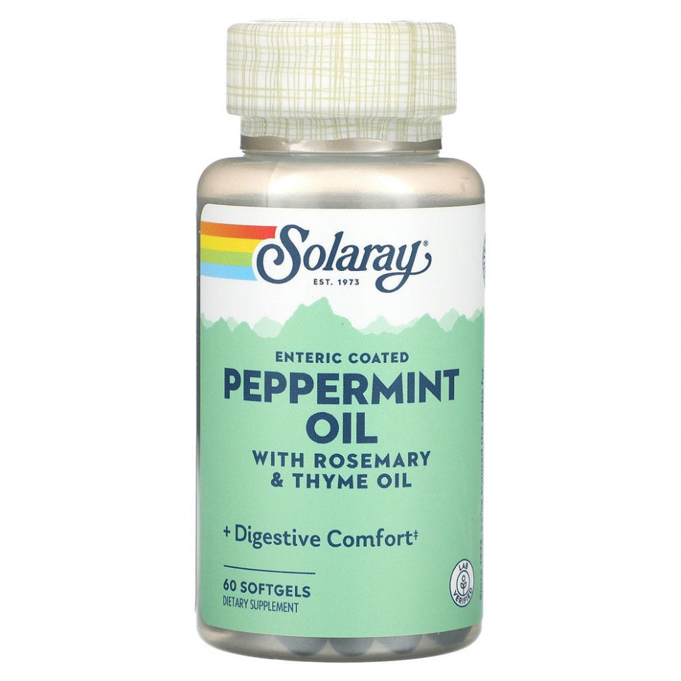 Solaray, Peppermint Oil, 60 Softgels  3080