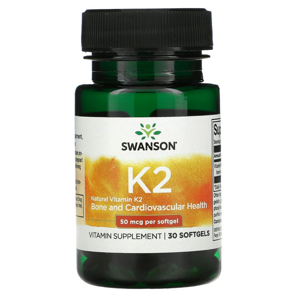  IHerb () Swanson, Natural Vitamin K2, Bone and Cardiovascular, 50 mcg, 30 Softgels, ,    1020 