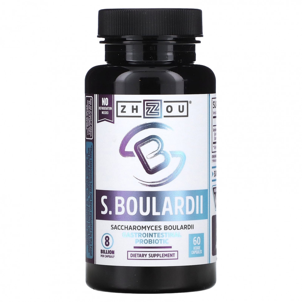 Zhou Nutrition, Saccharomyces Boulardii, Gastrointestinal Probiotic, 8 Billion, 60 Veggie Capsules  3290