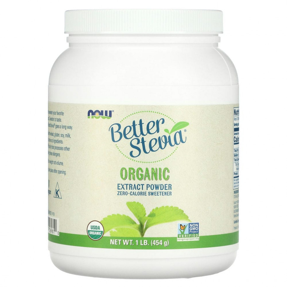 NOW Foods, Better Stevia, Organic Extract Powder, 1  (454 )  11070