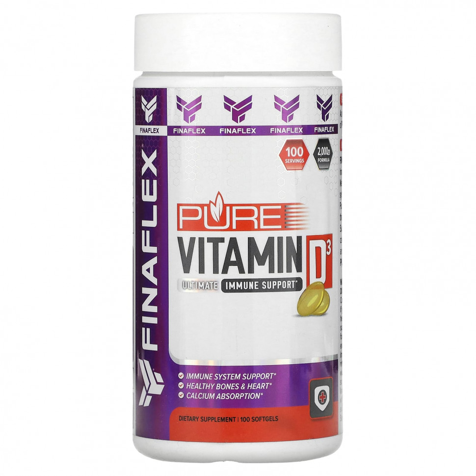 Finaflex, Pure Vitamin D3, 50 mcg (2,000 IU), 100 Softgels  2230