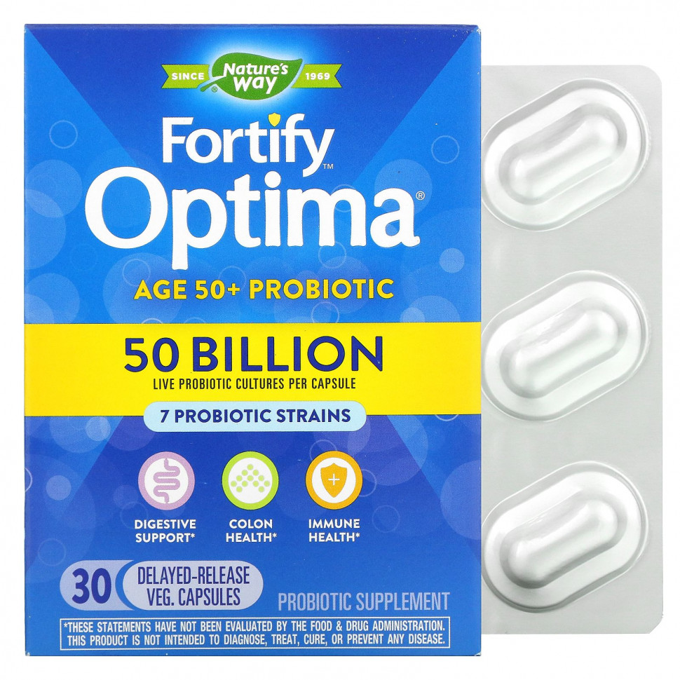 Nature's Way, Fortify Optima Probiotic, Adult 50+, 50 Billion, 30 Delayed Release Vegetarian Capsules  5420