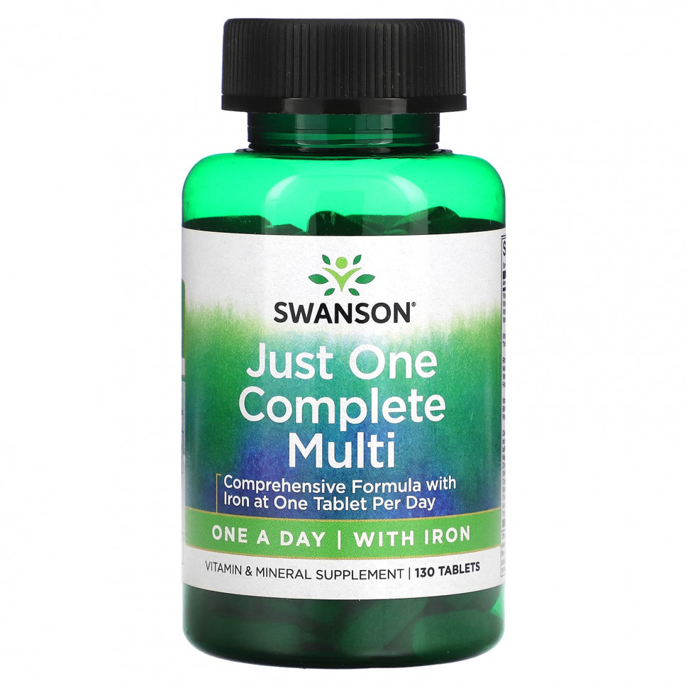  IHerb () Swanson, Just One Complete Multi With Iron, 130 , ,    1860 