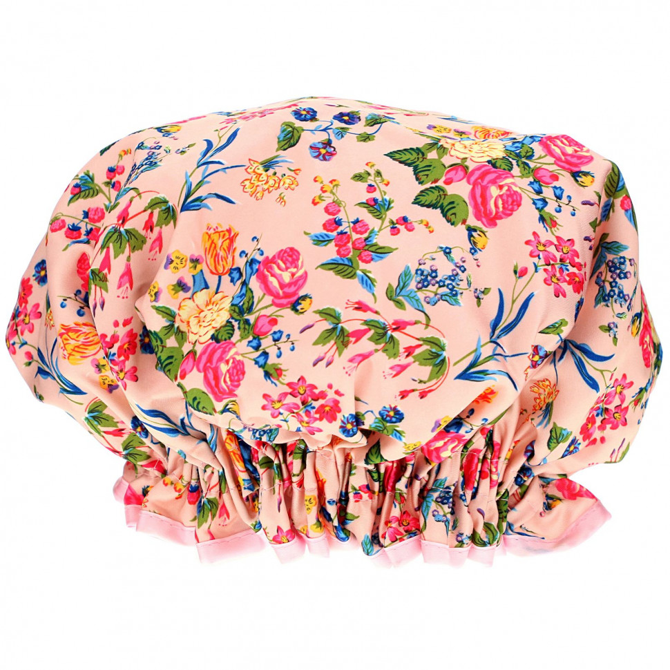 The Vintage Cosmetic Co., Shower Cap, Pink Floral Satin, 1 Count  1660