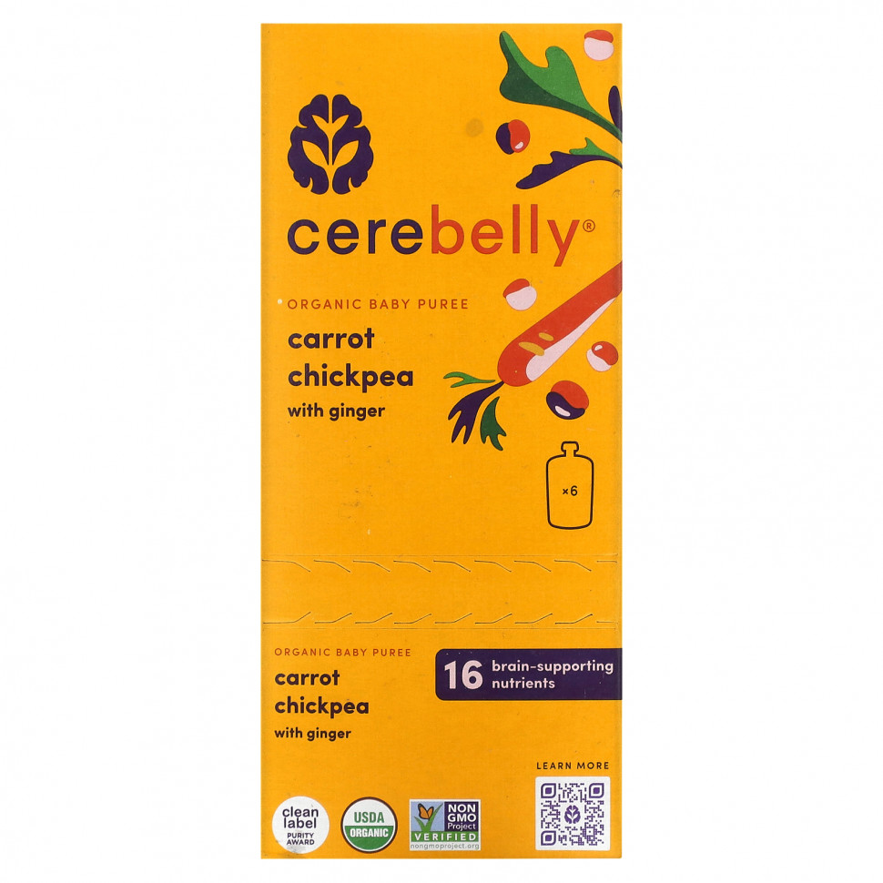  IHerb () Cerebelly, Organic Baby Puree, Carrot Chickpea with Ginger, 6 Pouches, 4 oz (113 g) Each, ,    4660 