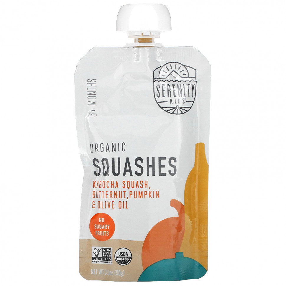Serenity Kids, Organic Squashes with Kabocha Squash, Butternut, Pumpkin & Olive Oil, 6+ Months, 3.5 oz (99 g)  590