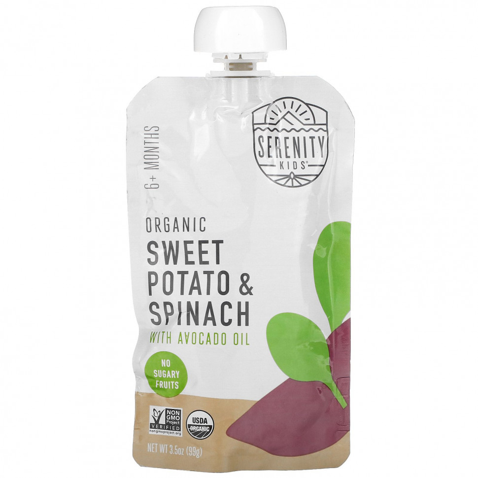 Serenity Kids, Organic Sweet Potato & Spinach with Avocado Oil, 6+ Months, 3.5 oz (99 g)  590