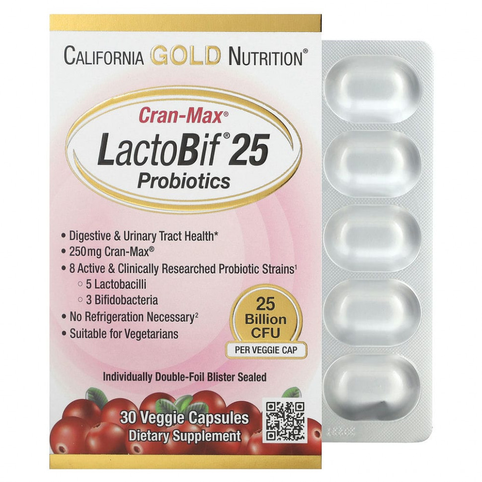 California Gold Nutrition, Lactobif, Cran-Max, , 25  , 30    2450