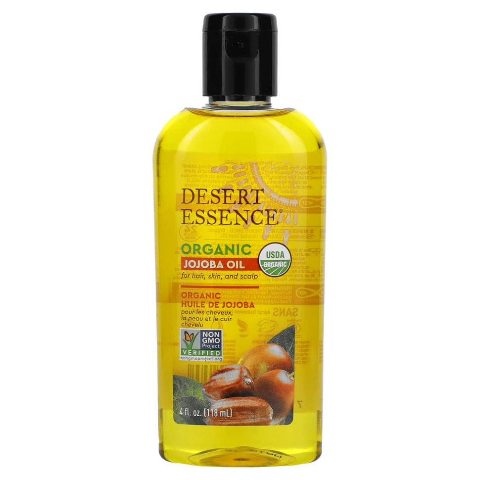 Desert Essence, Organic Jojoba Oil for Hair, Skin and Scalp, 4 fl oz (118 ml)  2580