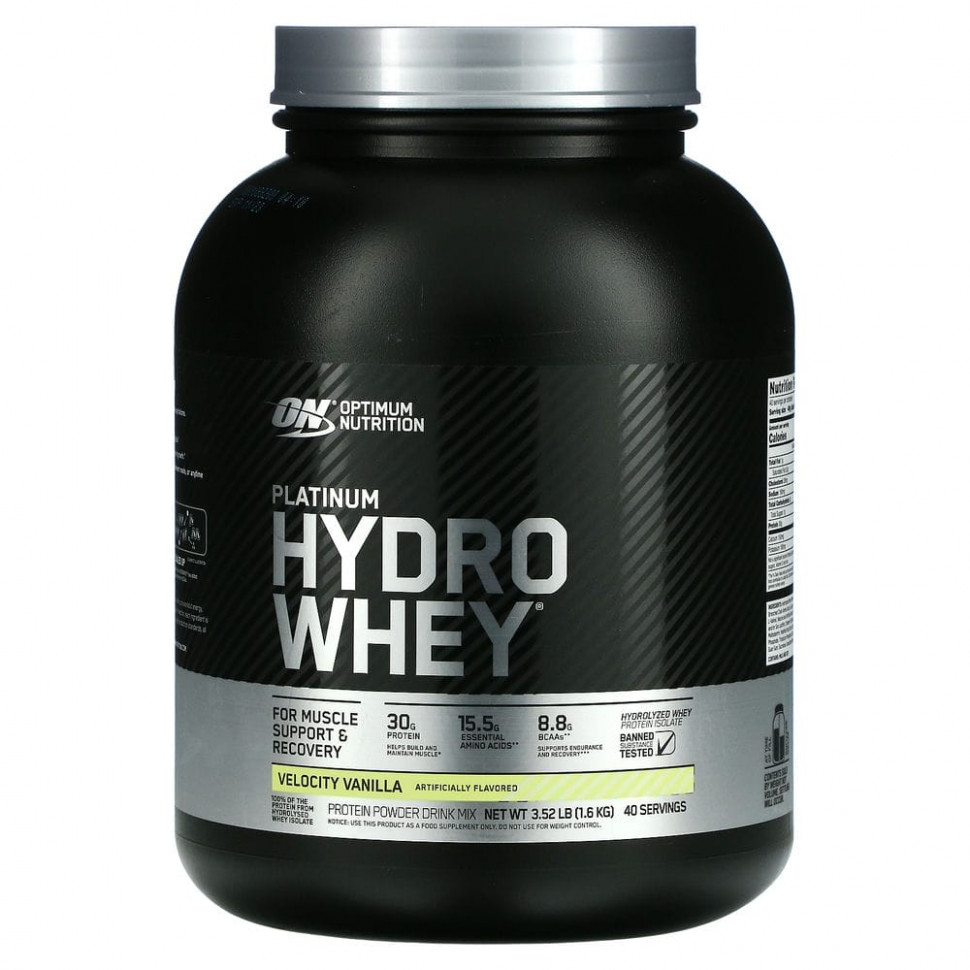 Optimum Nutrition, Platinum Hydrowhey, Velocity Vanilla, 3.5 lbs (1,590 g)  21350