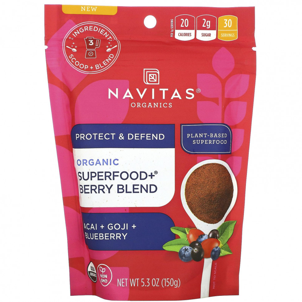 IHerb () Navitas Organics, Organic Superfood + Berry Blend, Acai + Goji + Blueberry, 5.3 oz (150 g), ,    2800 