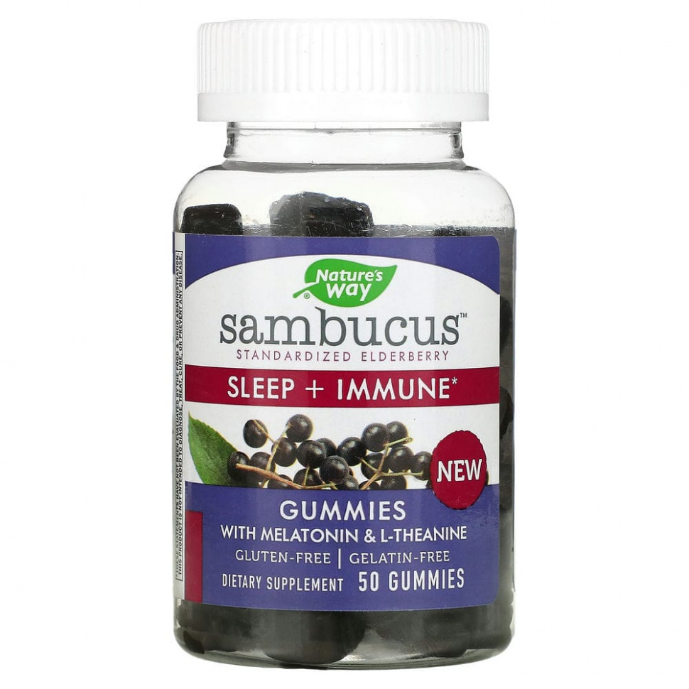 Nature's Way, Sambucus, Sleep + Immune, 50 Gummies  3750