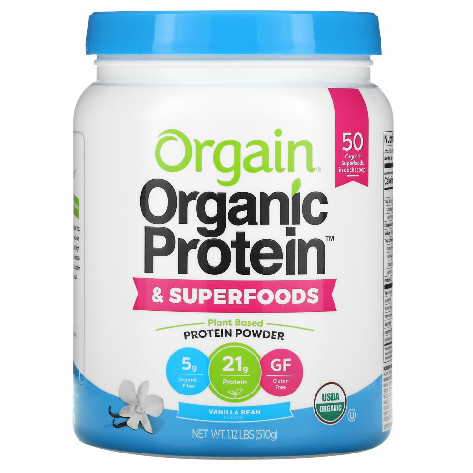  IHerb () Orgain, Organic Protein + Superfoods Powder, Plant Based Protein Powder, Vanilla Bean, 1.12 lb (510 g), ,    5150 