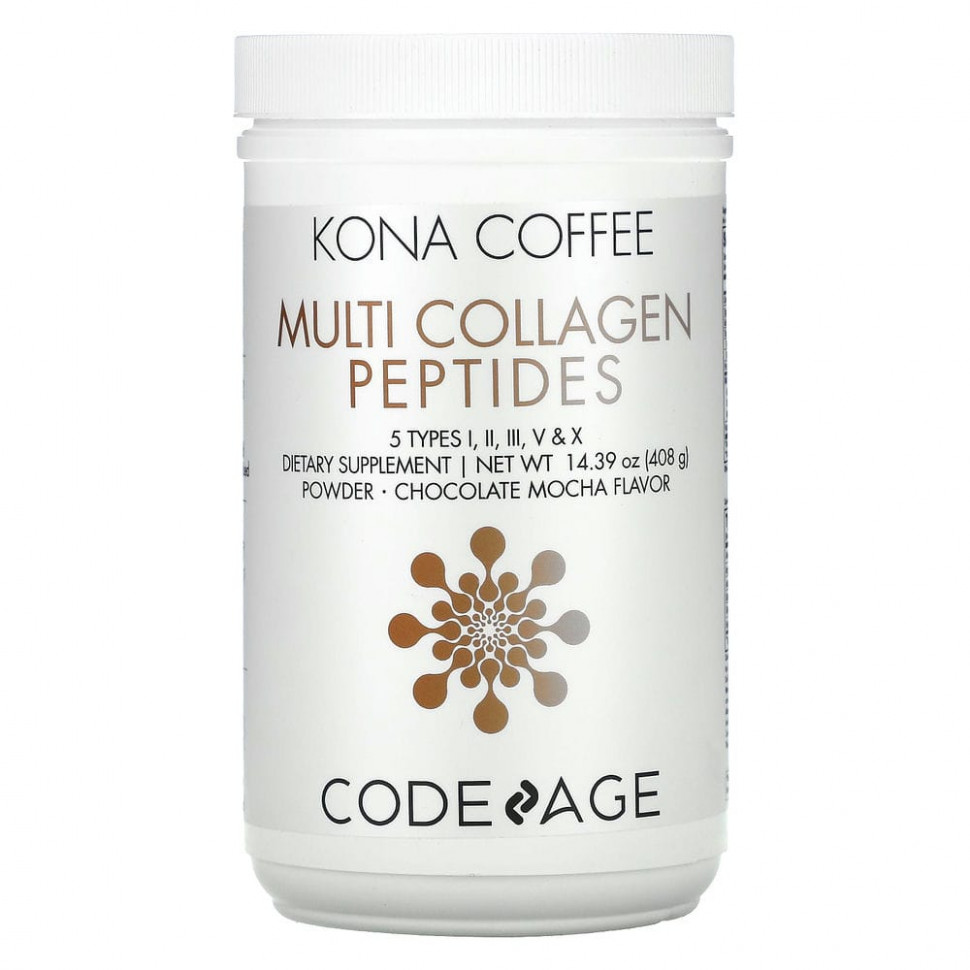 Codeage, Kona Coffee, Multi Collagen Peptides, Chocolate Mocha Flavor, 14.39 oz (408 g)  6580