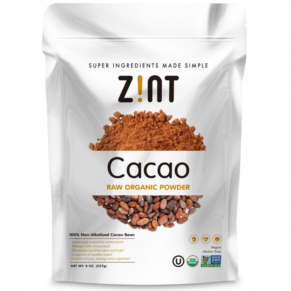 Zint, Cacao Raw Organic Powder, 8 oz (227 g)  1990