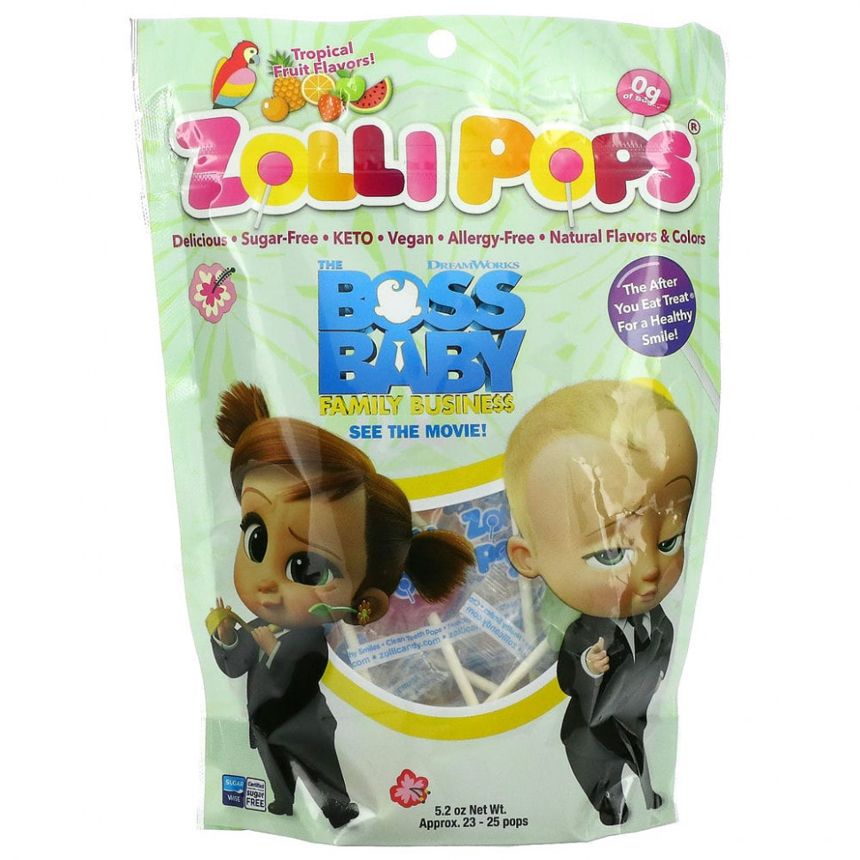 Zollipops, The Clean Teeth Pops, Tropical Fruits, 23-25 Pops, 5.2 oz  1630