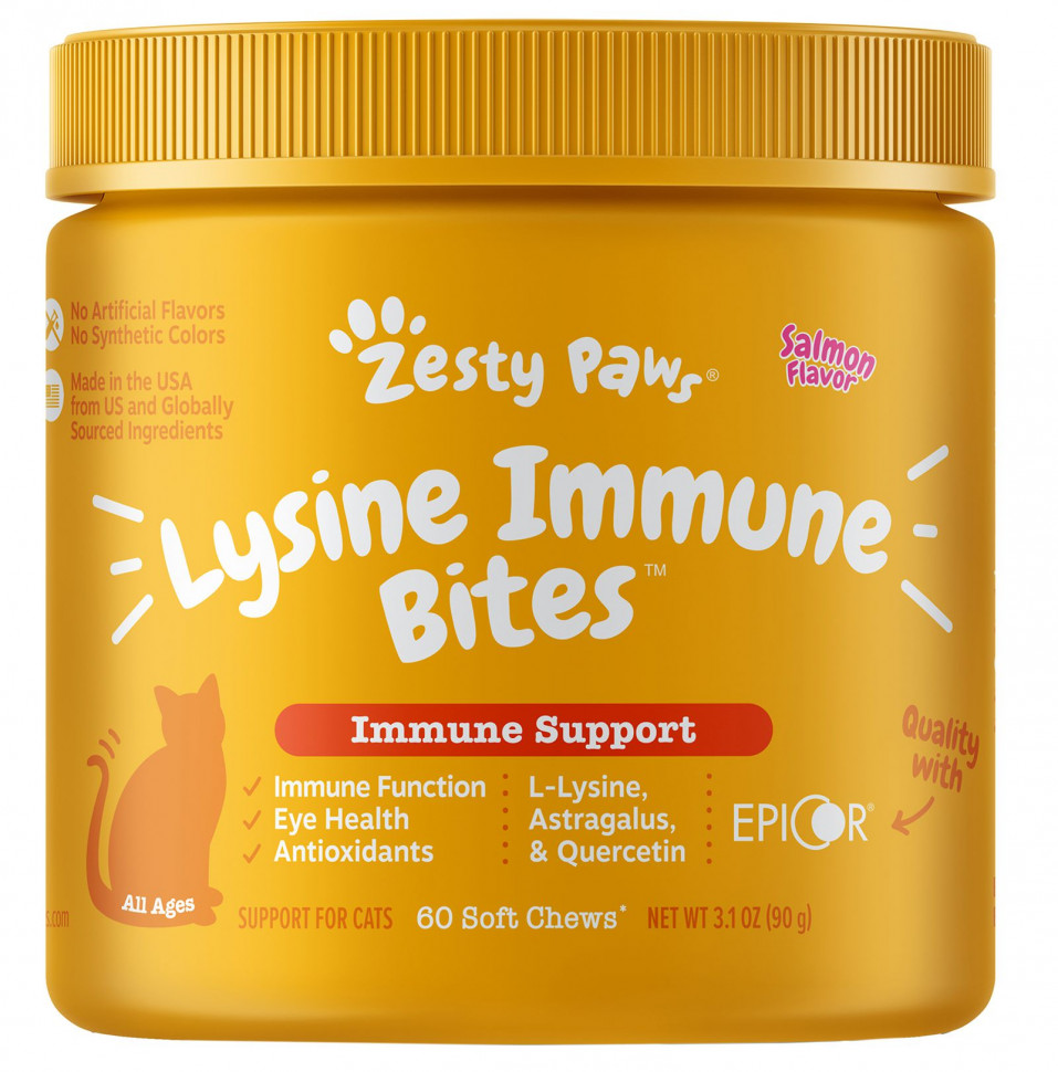  IHerb () Zesty Paws, Lysine Immune Bites,   ,   , , 60  , 90  (3,1 ), ,    3660 