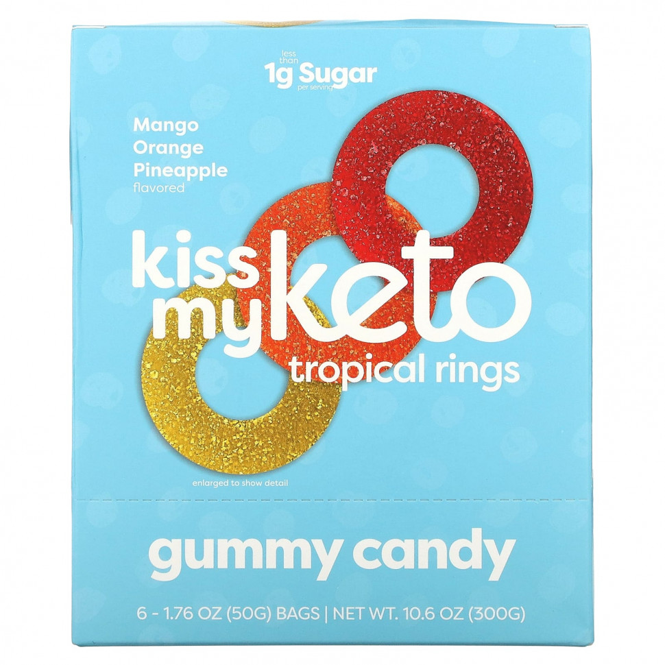 Kiss My Keto, Tropical Rings Gummy Candy, ,   , 6   50  (1,76 )  5010