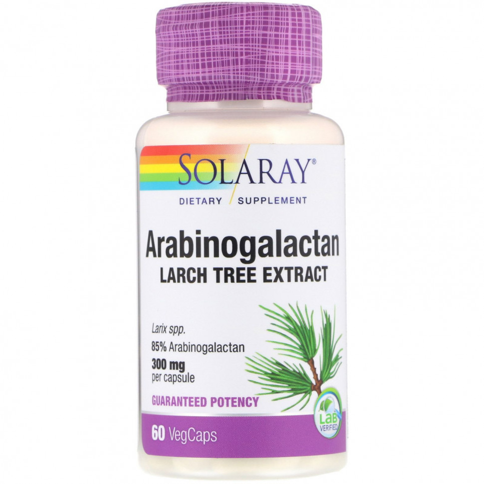 Solaray, Arabinogalactan Leaf Extract, 300 mg, 60 Vegcaps  2860