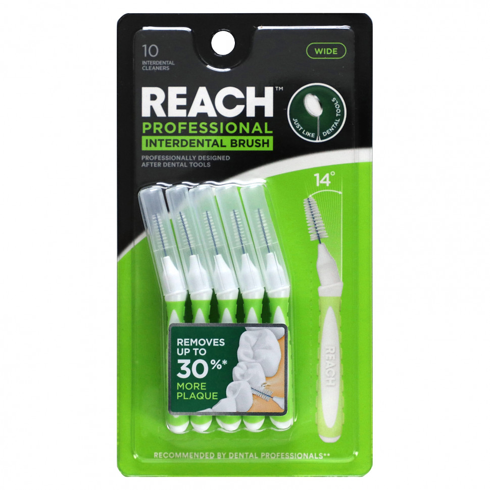 Reach, Professional Interdental Brush, Wide, 10 Interdental Cleaners  780