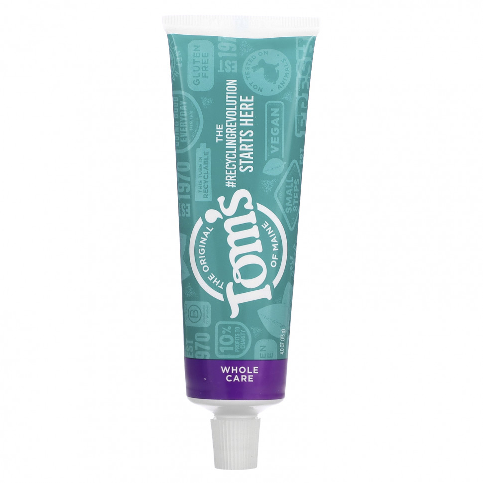 Tom's of Maine, Whole Care Anticavity Toothpaste, Spearmint, 4 oz (113 g)  1600