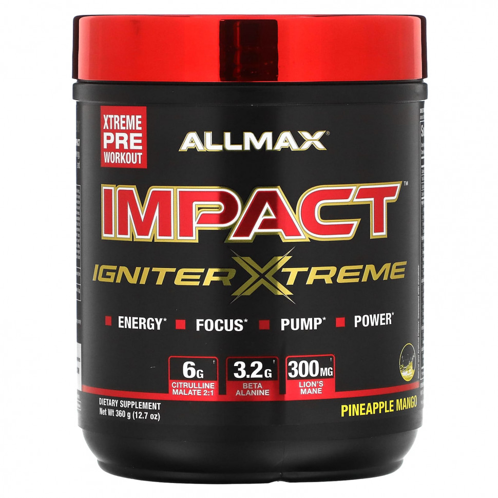 ALLMAX, Impact, Igniter Xtreme, Pineapple Mango, 12.7 oz (360 g)  6380