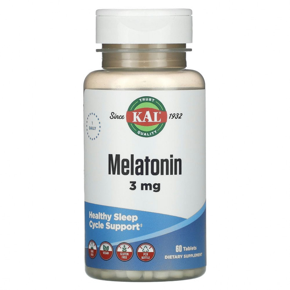 KAL, Melatonin, 3 mg, 60 Tablets  1170