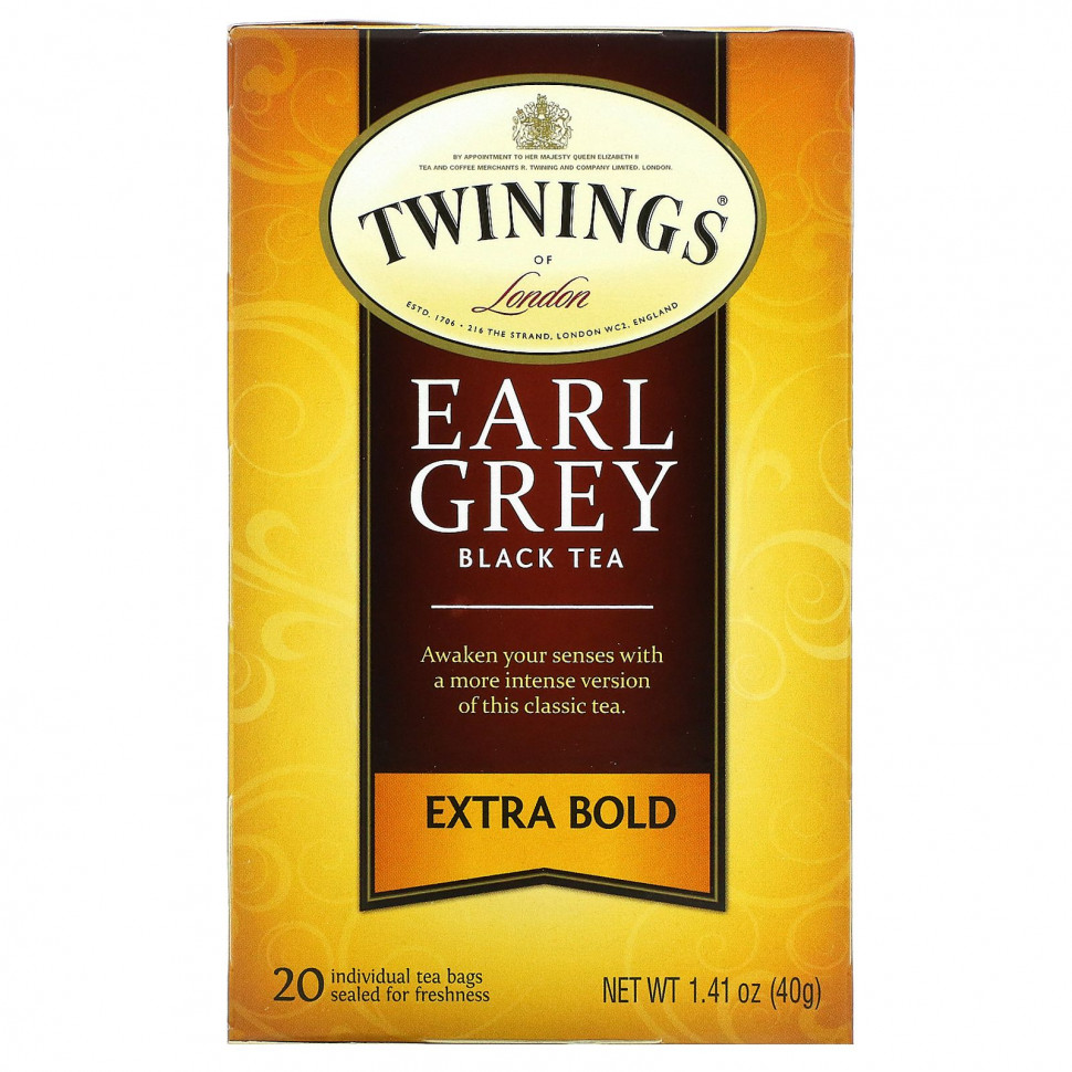 Twinings, Black Tea, Earl Grey, Extra Bold, 20  , 40  (1,41 )  1110