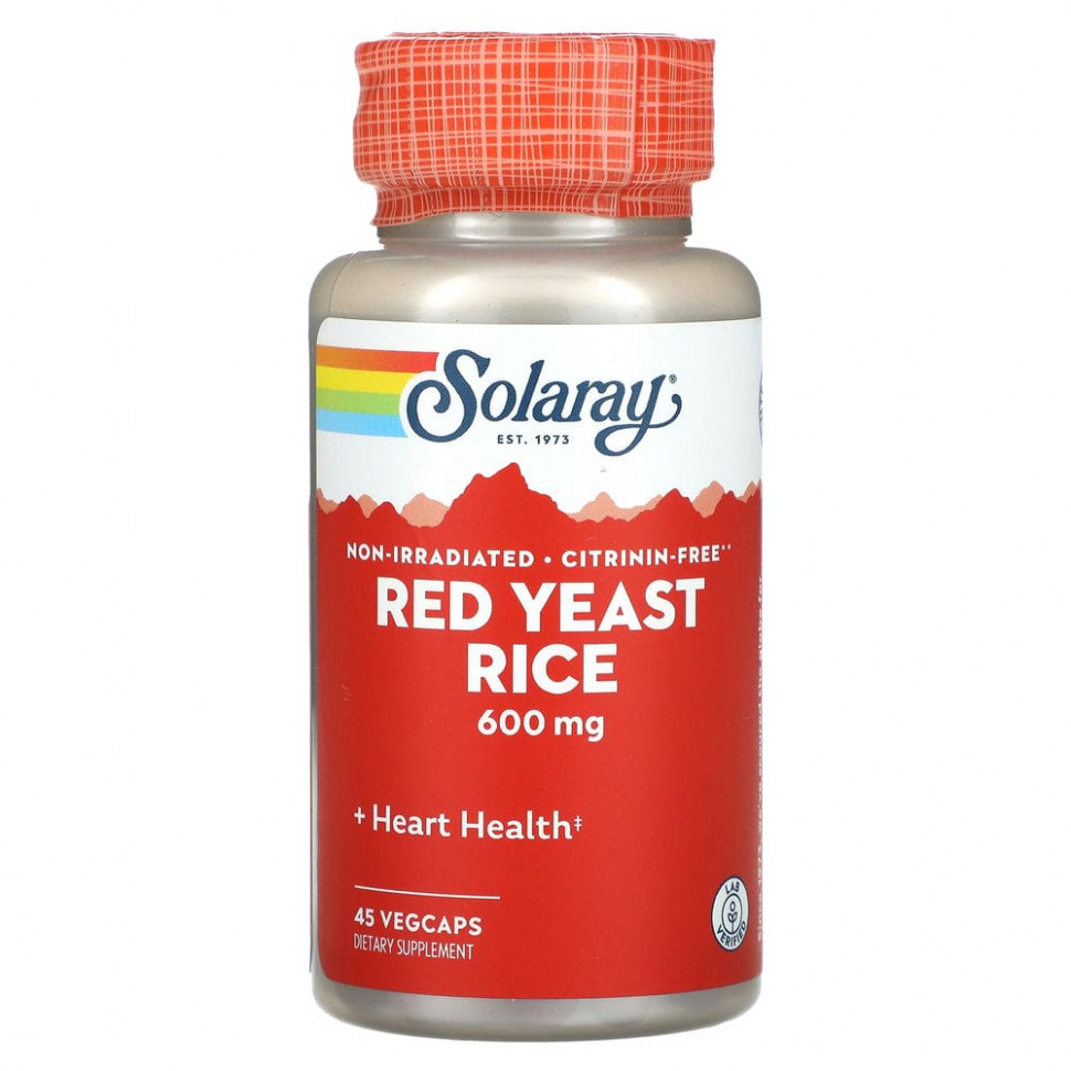 Solaray, Red Yeast Rice, 600 mg, 45 VEGCAPS  1680