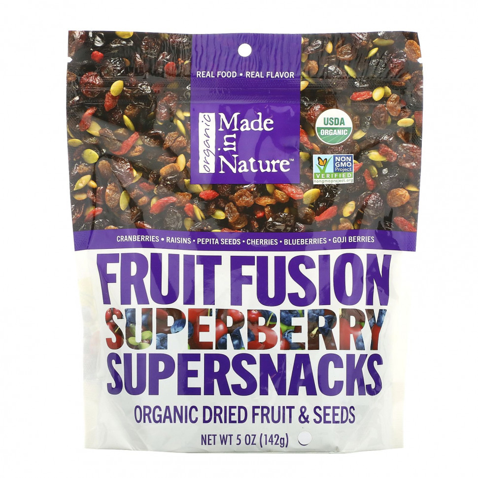 Made in Nature,   Fusion Superberry Blast Supersnacks, 5  (142 )  1040