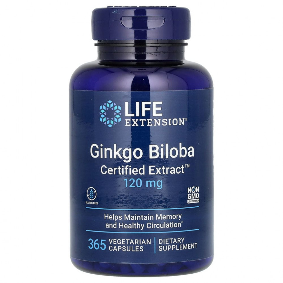 Life Extension, Ginkgo Biloba, Certified Extract,  ,  , 120 , 365    6510