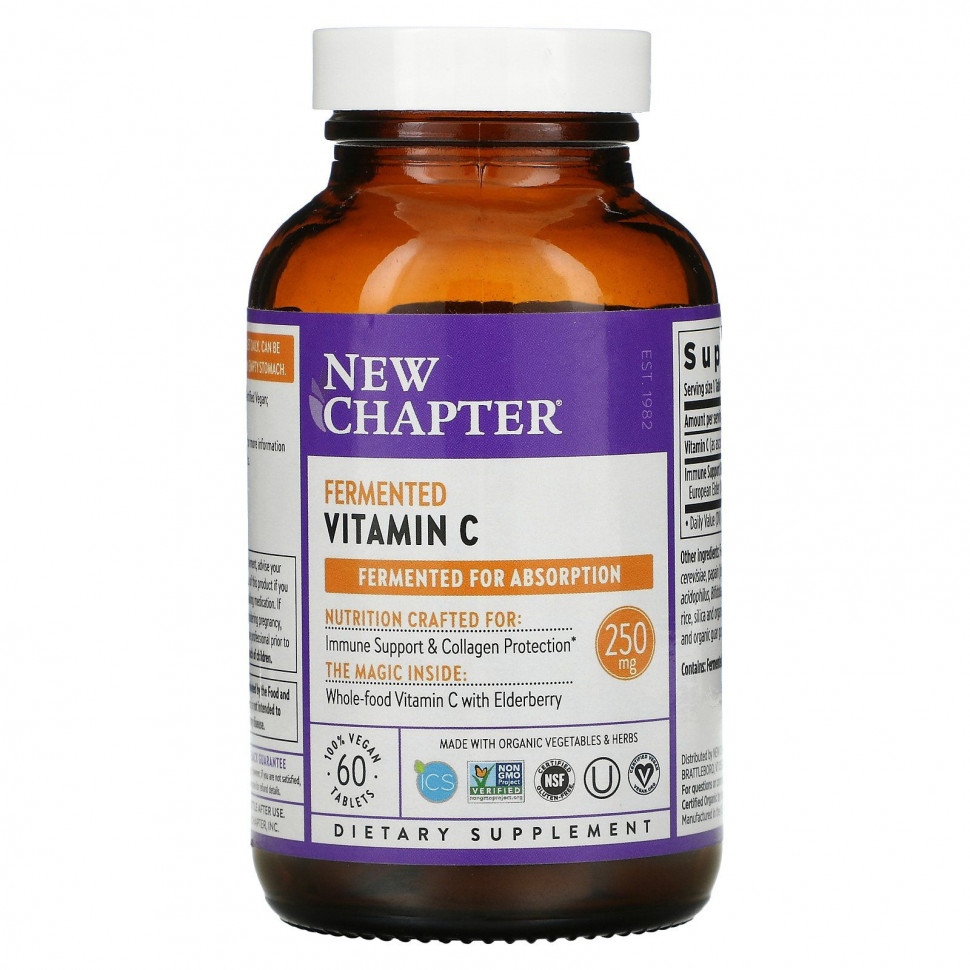 New Chapter, Fermented Vitamin C, 60 Vegan Tablets  4990