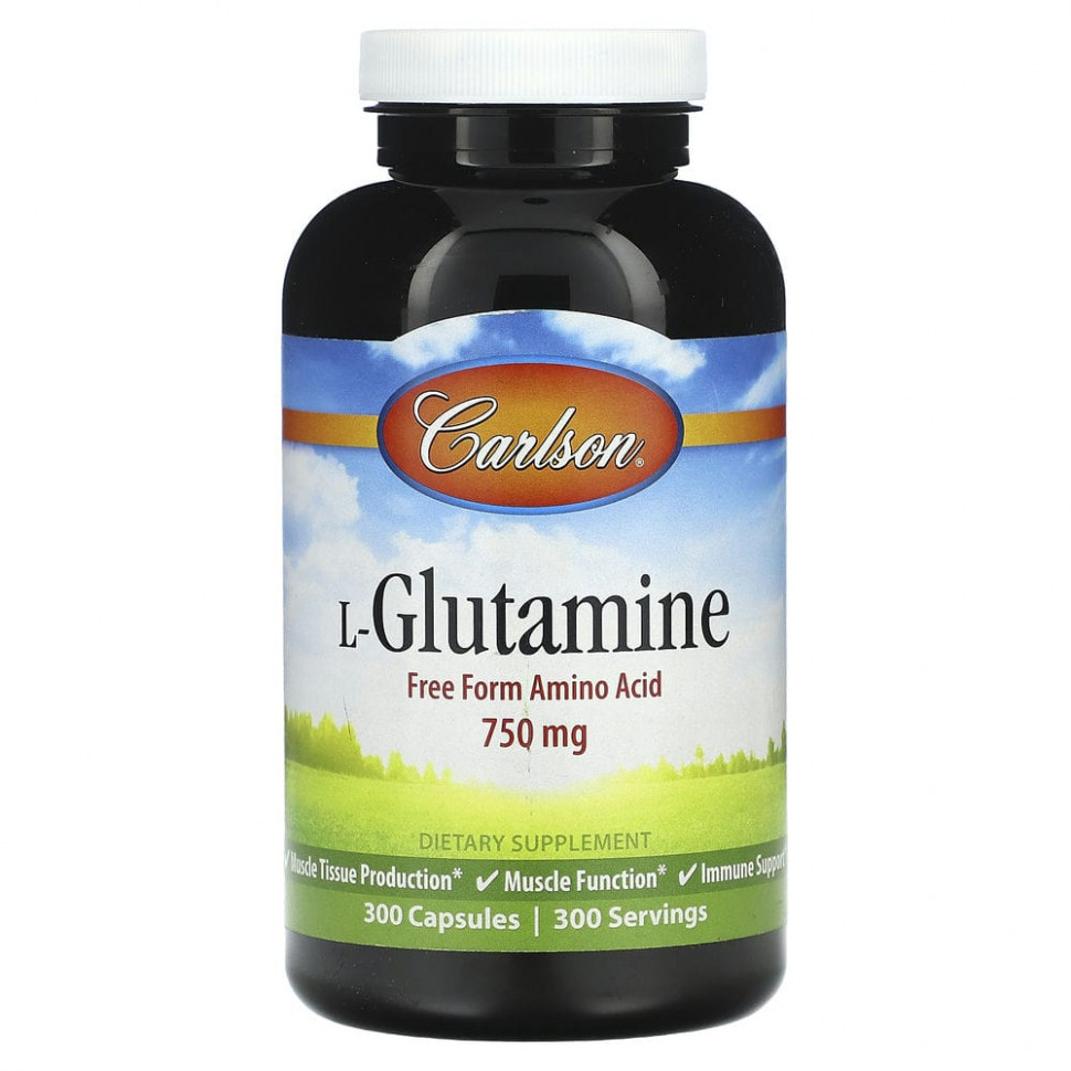 Carlson, L-Glutamine, 750 mg, 300 Capsules  7130