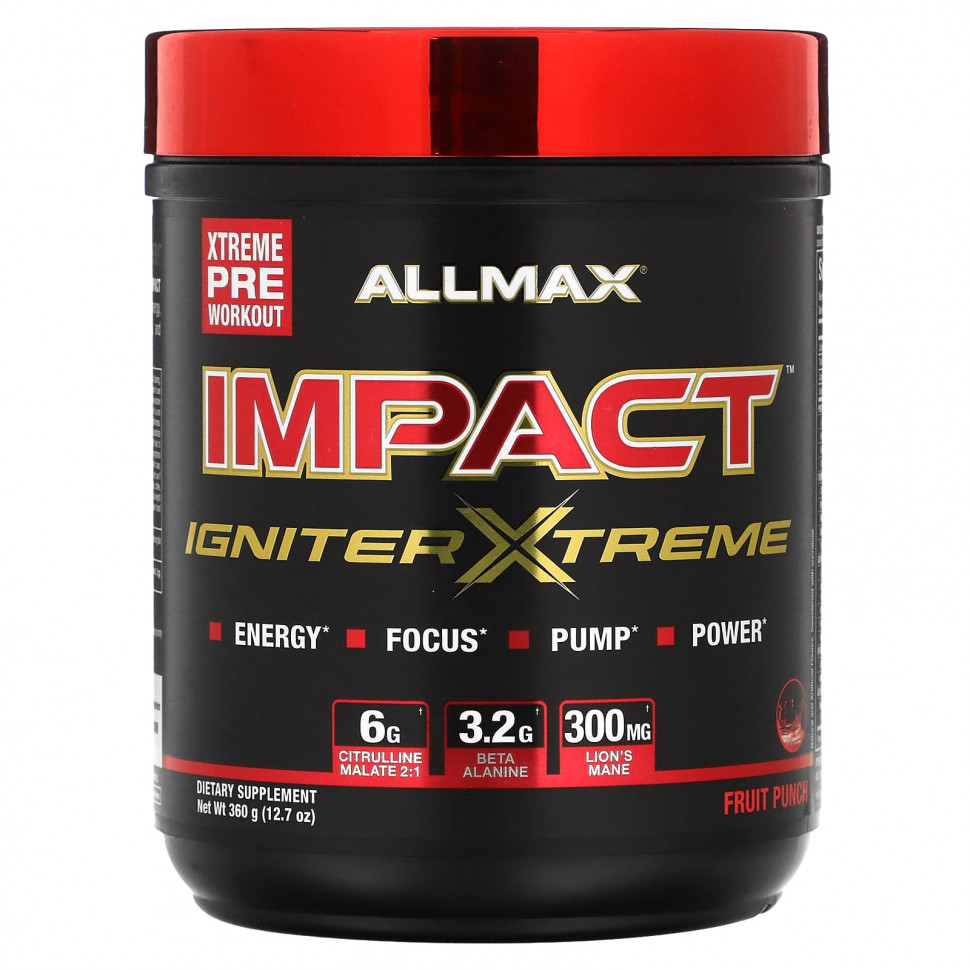 ALLMAX, IMPACT Igniter Xtreme, Pre-Workout, Fruit Punch, 12.7 oz (360 g)  6380