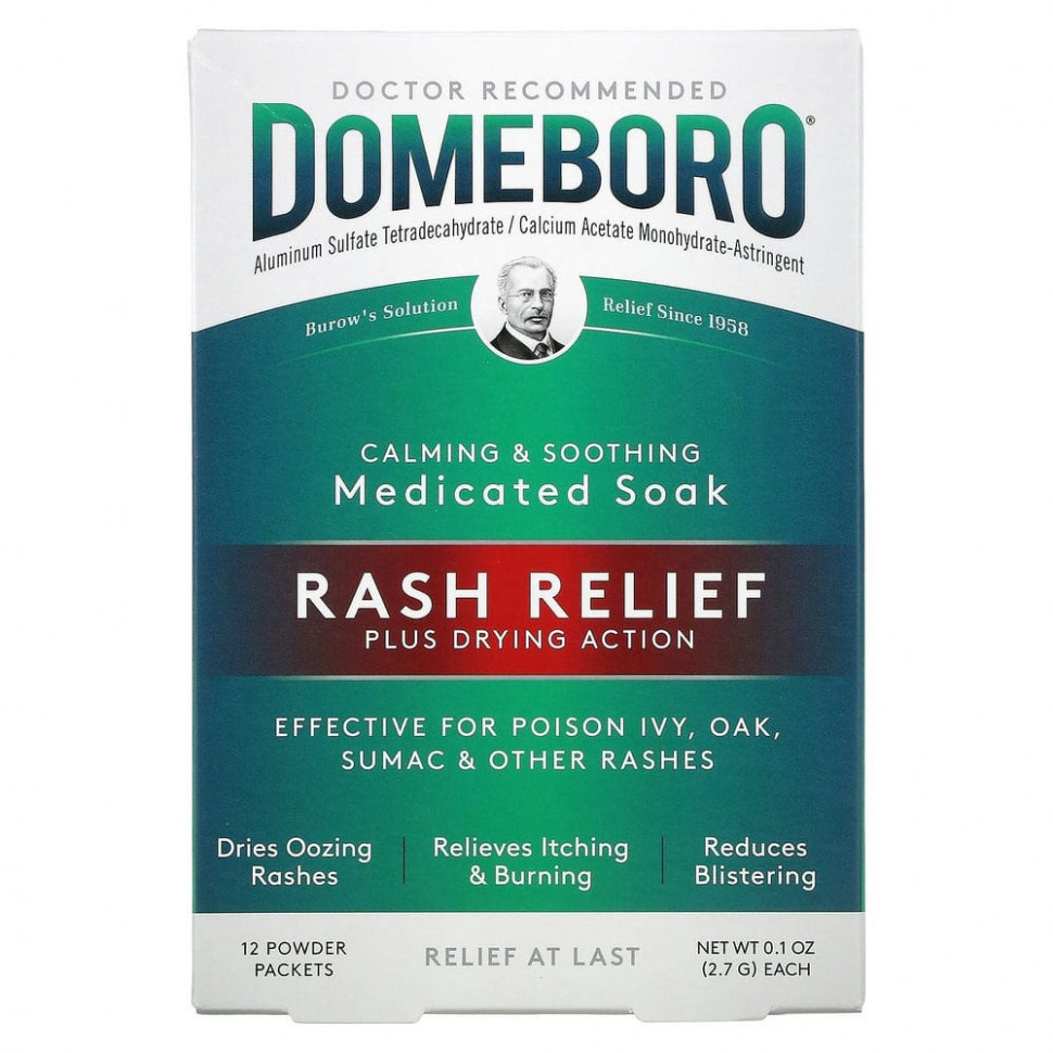 Domeboro, Medicated Soak, Rash Relief, 12 Powder Packets  2330