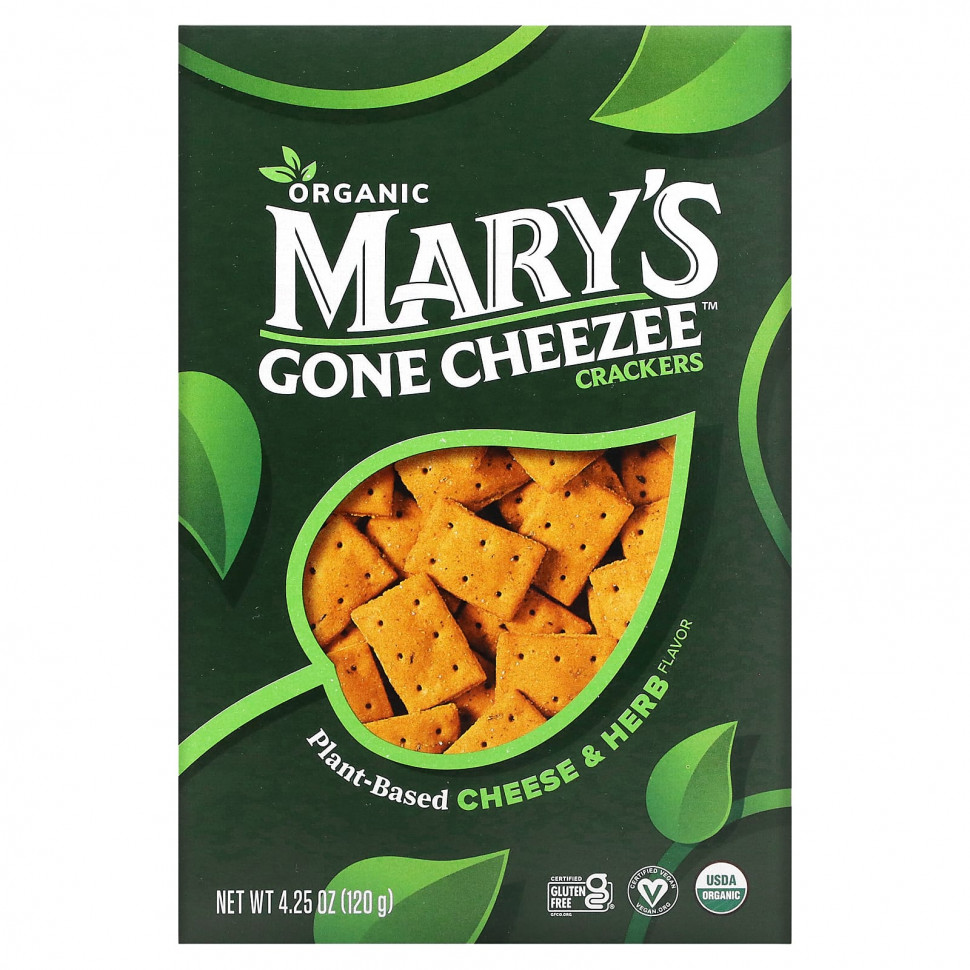 Mary's Gone Crackers, Mary's Gone Cheezee Plant-Based Cheese & Herb, 4.25 oz (120 g)  1160