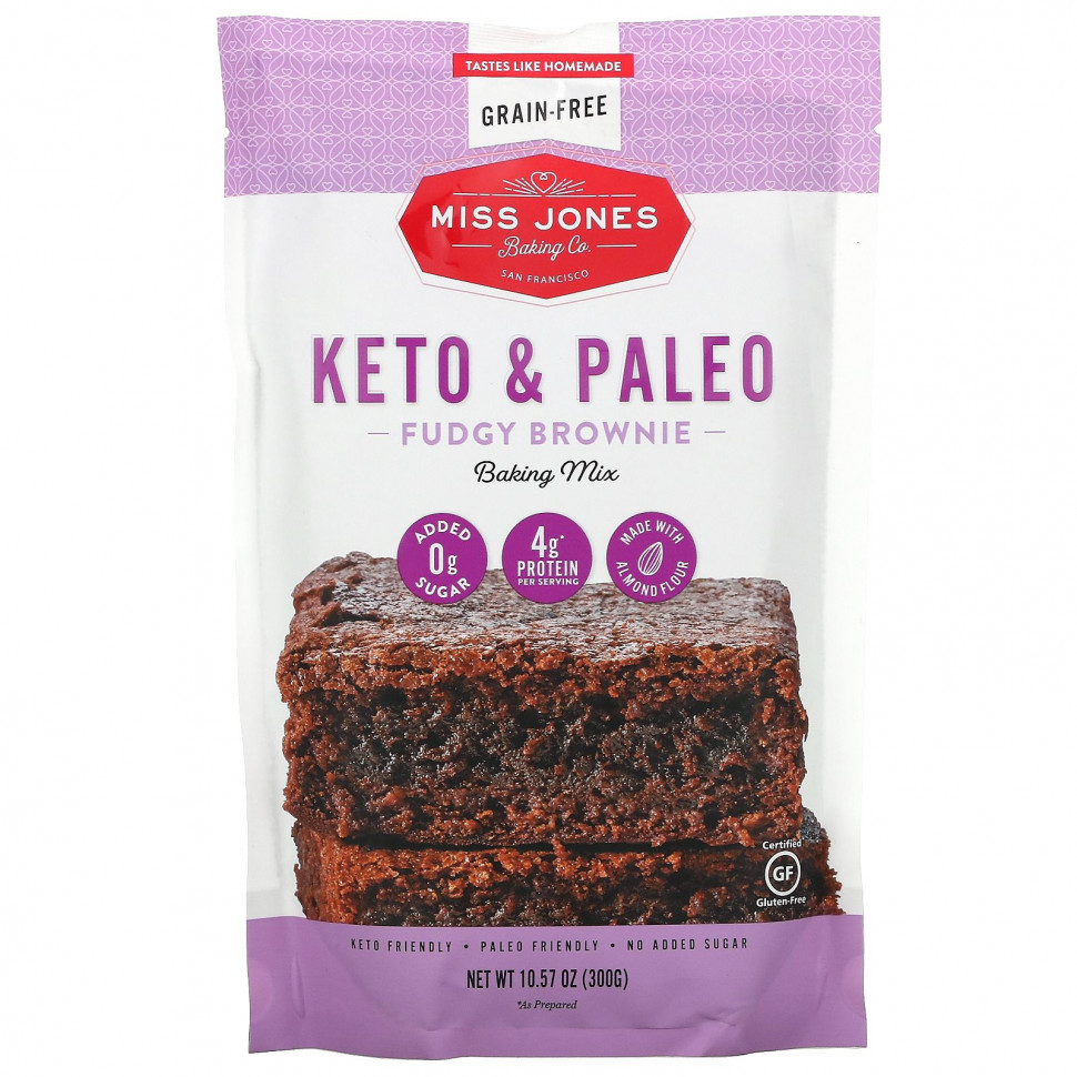 Miss Jones Baking Co,    Keto & Paleo Fudgy Brownie, 300  (10,57 )  2040