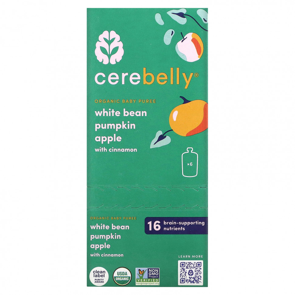  IHerb () Cerebelly, Organic Baby Puree, White Bean, Pumpkin, Apple with Cinnamon, 6 Pouches, 4 oz (113 g) Each, ,    4680 