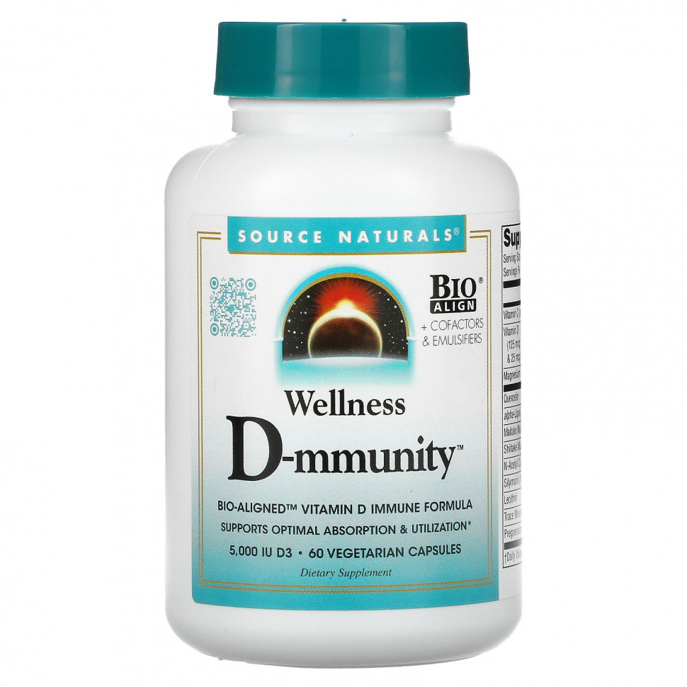 Source Naturals, Wellness D-mmunity, Bio-Aligned Vitamin D Immune Formula, 60 Vegetarian Capsules  2630