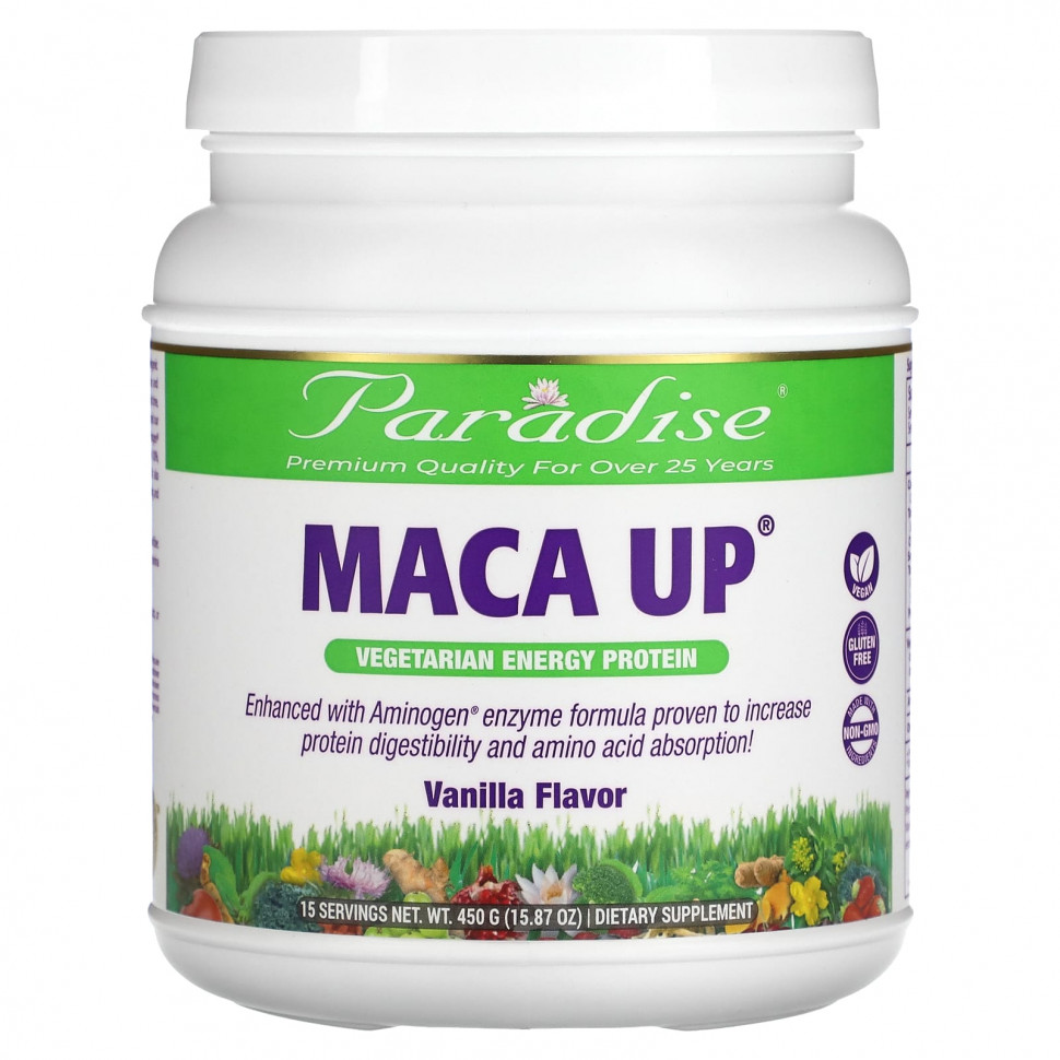 Paradise Herbs, Maca Up, Vegetarian Energy Protein, Vanilla, 15.87 oz (450 g)  5900