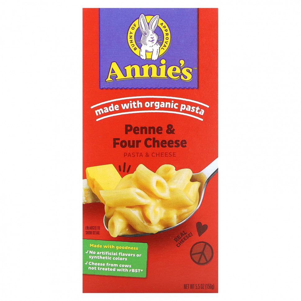 Annie's Homegrown, Pasta & Cheese, Penne & Four Cheese, 156  (5,5 )  940