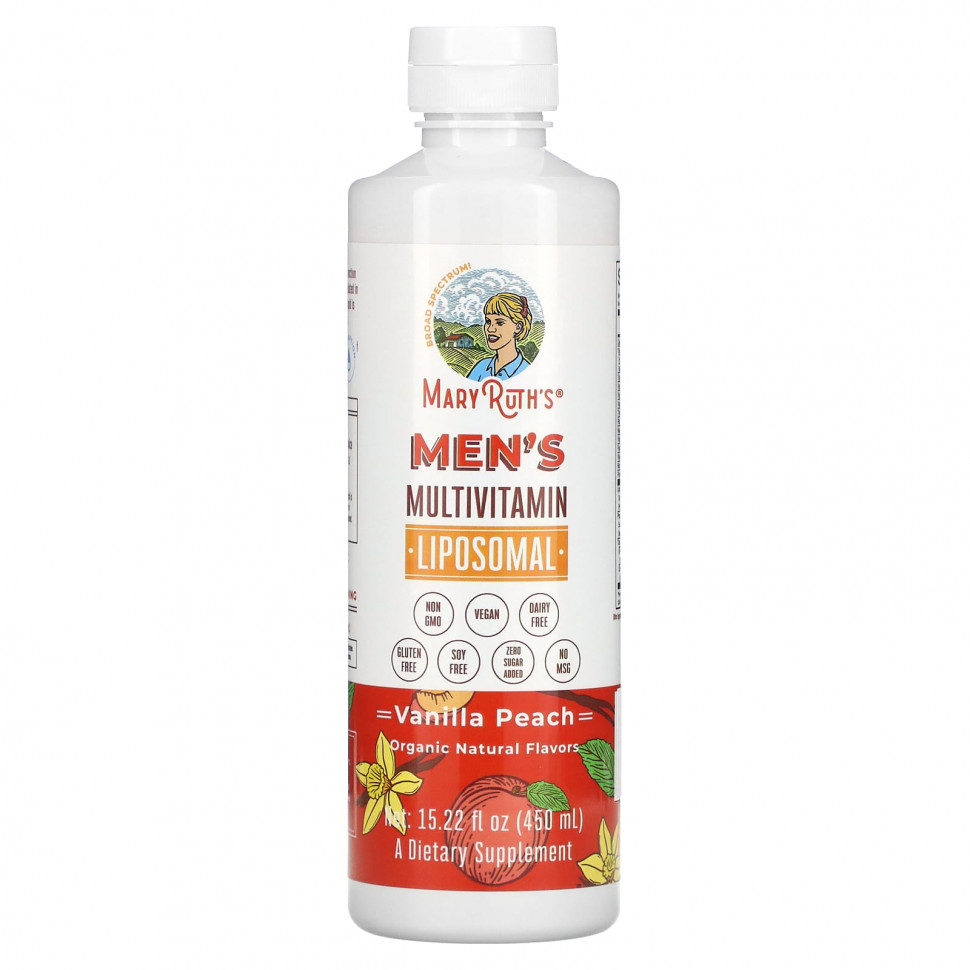 MaryRuth Organics, Men's Multivitamin Liposomal, Vanilla Peach, 15.22 fl oz (450 ml)  4910